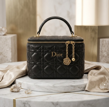 Imported Synthetic Leather Beauty Bag | Black