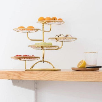Golden Multi-Tier Fruit Serving Tray for Home & Events Loved by 91+