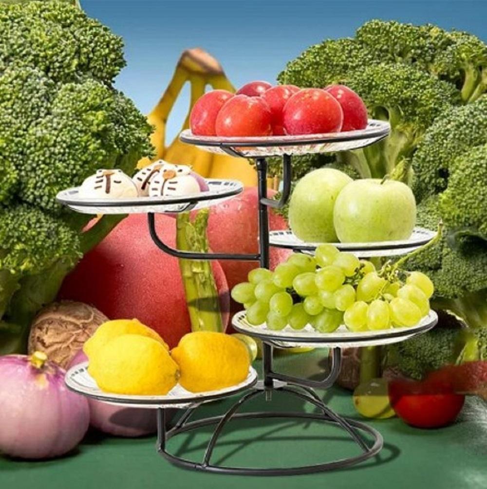Golden Multi-Tier Fruit Serving Tray for Home & Events Loved by 91+