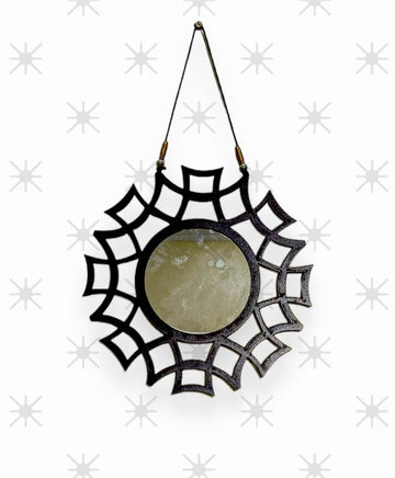 Wooden Wall Mirror Sunburst Design for Home Office